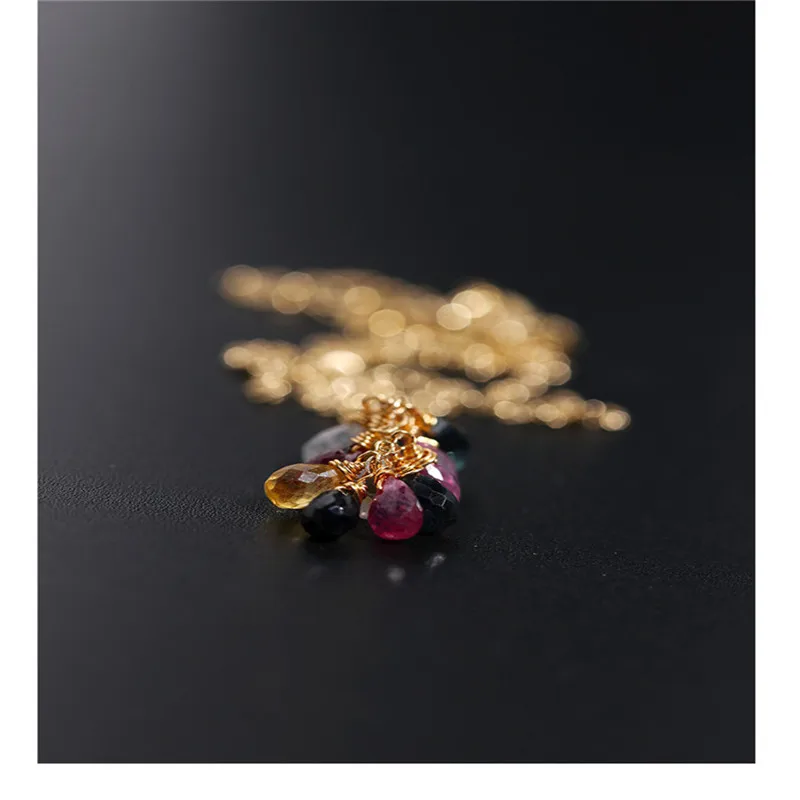 DMBS042 цветной сапфировый кулон женский день подлинное желтое 14K золото инъекция