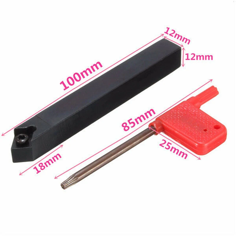 

2X SSDCN1212H09 CNC Lathe Internal Turning Tool Holder T15 Wrench Black Alloy