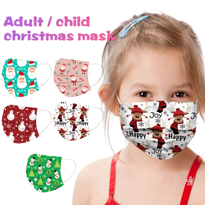 

50 шт одноразовые хирургические маски для лица Рождество Быстрая доставка медицинская печать Маски для взрослых и детей одноразовая Неткан...