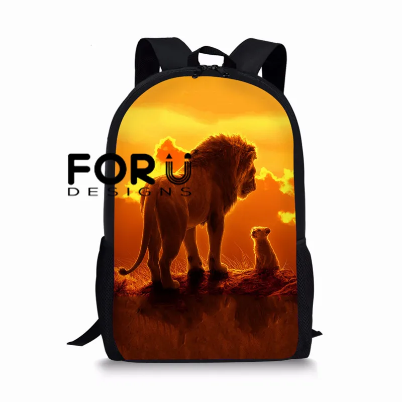 L5442C FORUDESIGNS/Школьный рюкзак с принтом «Король Лев» для мальчиков, повседневный мужской рюкзак для подростков, винтажная сумка с рисунком, 16 дюймов, Детская сумка - Цвет: L5442C