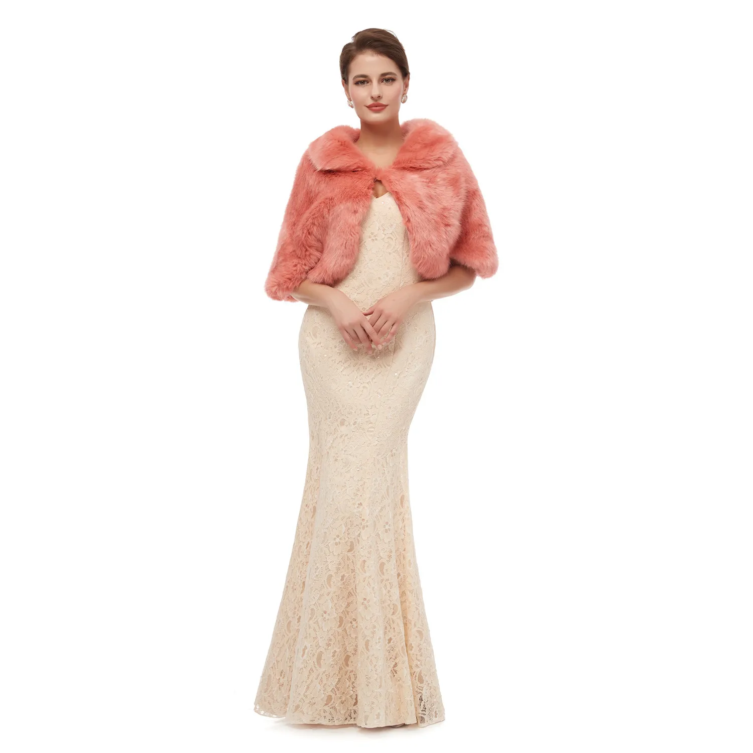 Женская меховая накидка H & S зимняя теплая шаль из искусственного меха для