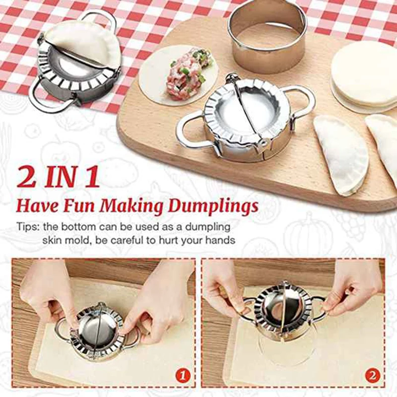 

7 Pcs Stainless Steel Dumplings Maker Set,Dumpling Cutter Tools Dumpling Press Molds Dumpling Skin Maker Dough Cutter