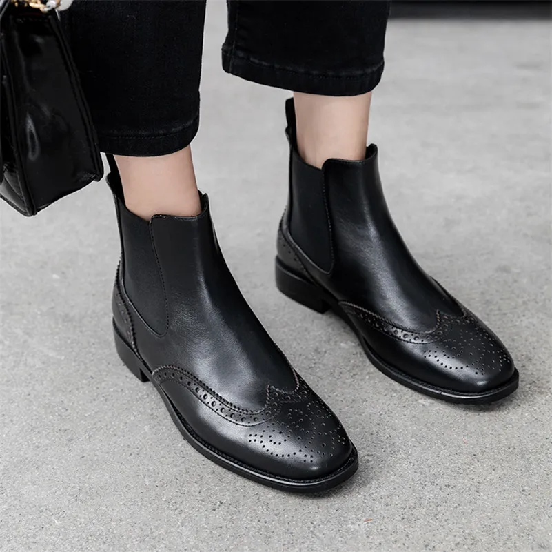 Женские ботинки Челси FEDONAS повседневные из натуральной кожи с квадратным носком