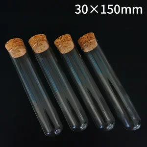 6 шт.лот 30x150 мм прозрачные стеклянные круглые пробирки с пробковой пробкой для школылабораторной посуды