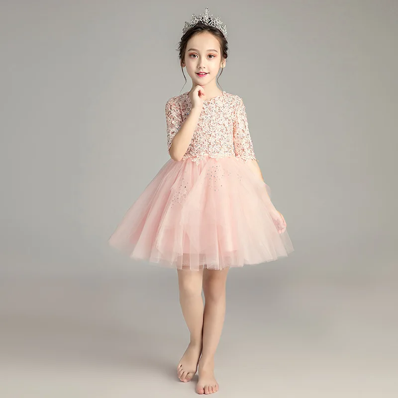 Кружевное Тюлевое платье принцессы для девочек детское Свадебное бальное дня