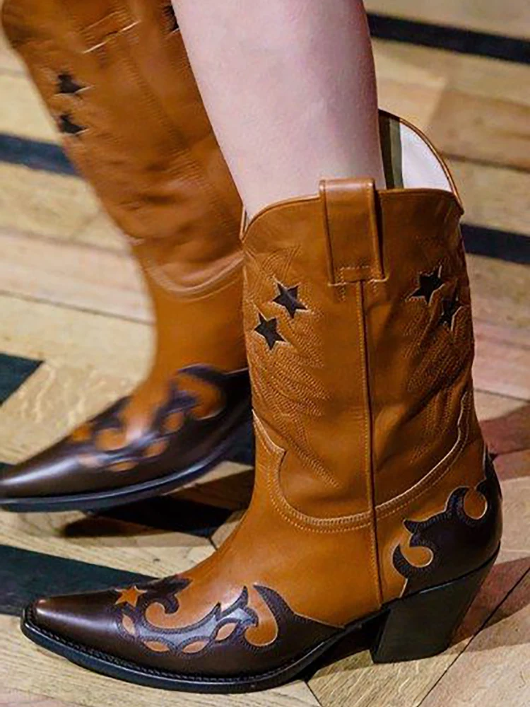 Женские Модельные ботильоны без шнуровки Лоскутные ботинки с острым носком и