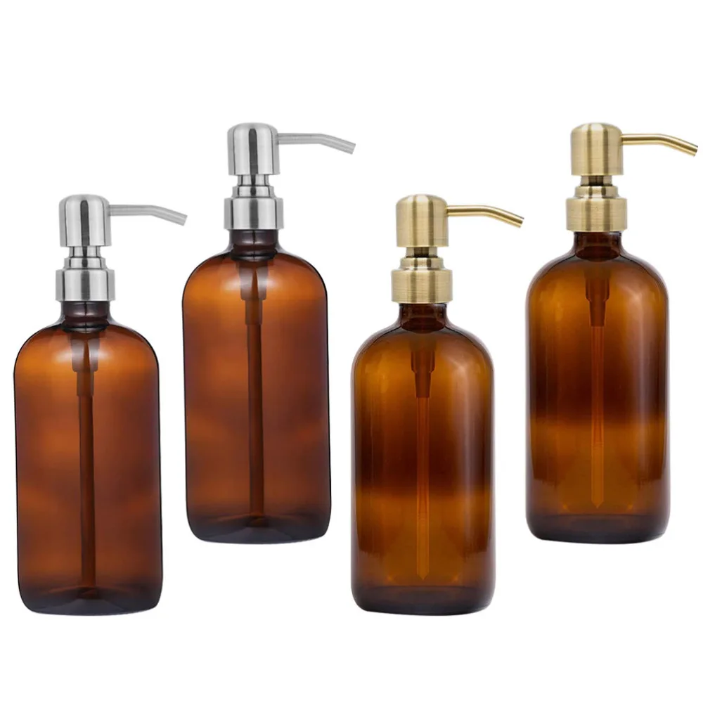 

4 Sets 500ml Boston Round Bottle Travel Dispenser Bottle Lotion Storage Bottle