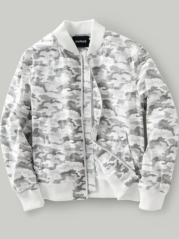 

Men's casual jacket trend camouflage dark flower baseball uniform collar jacket.