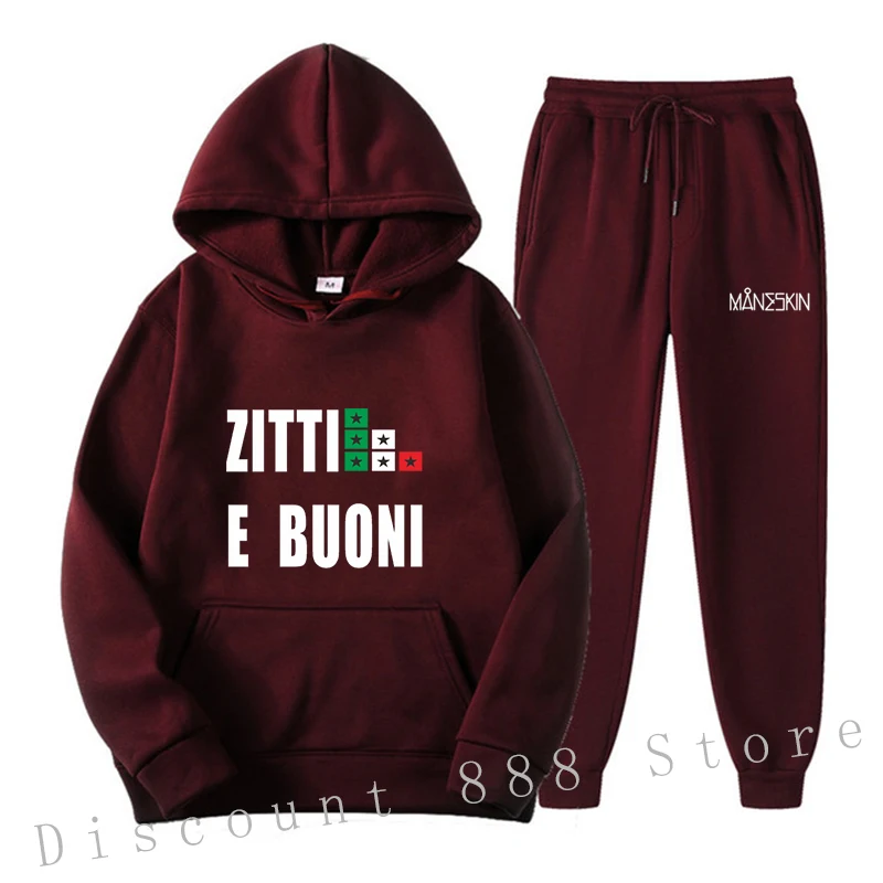 

Maneskin Men Casual Sets Jogger Tracksuit Hoodies+Pants 2PC Sets Men's Sportswear Sport Suit Clothing one piece essentials 3XL