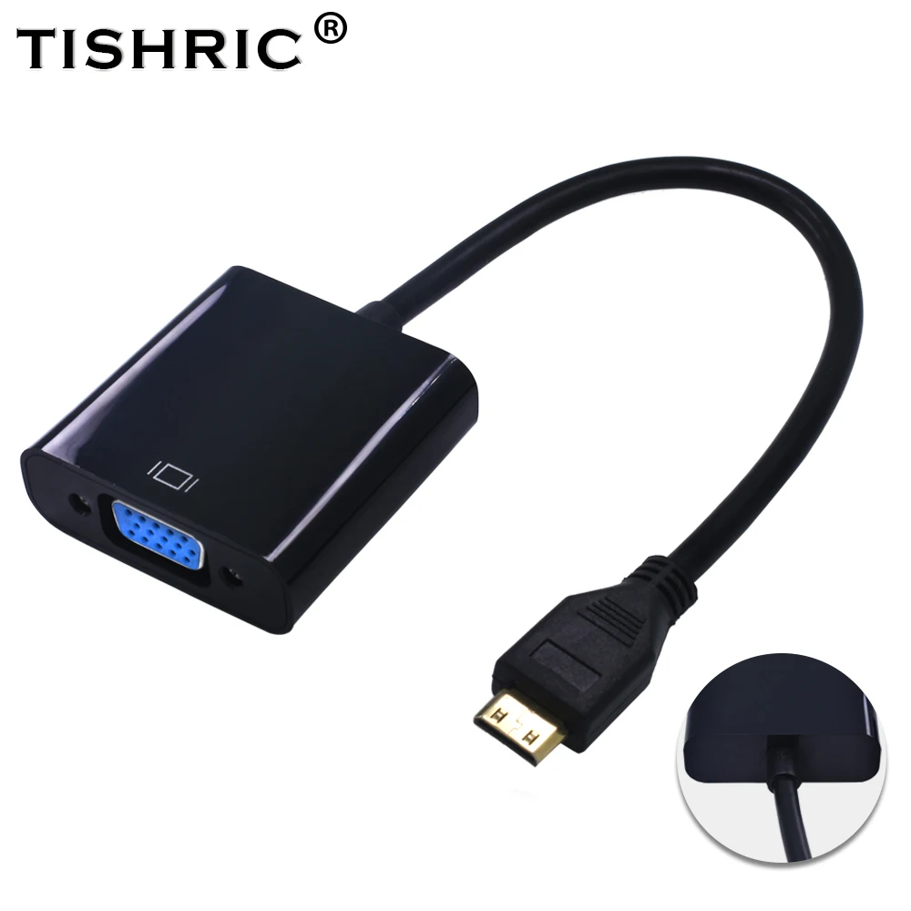 Преобразователь TISHRIC с HDMI на VGA адаптер 1080P совместимым штекером кабель