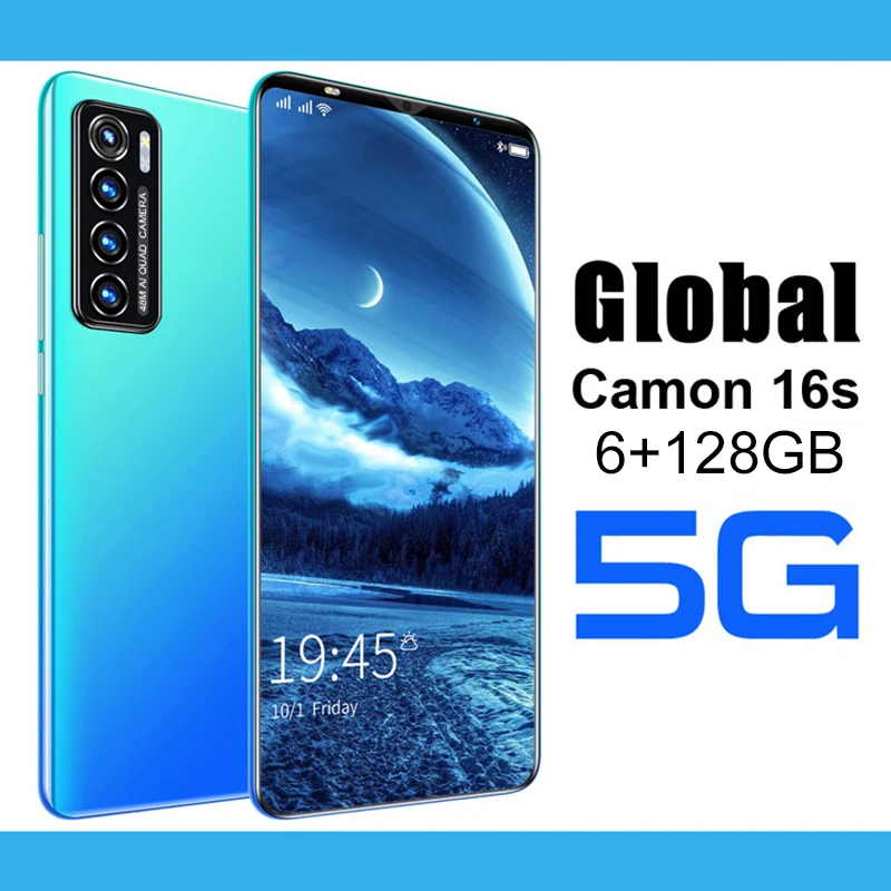 

New Cheap Mobile Phone Camon 16s 5.0Inch Full Screen Android 10.0 24MP+48MP 6000MAH Battery 8+128GB Dual SIM Finger Face ID