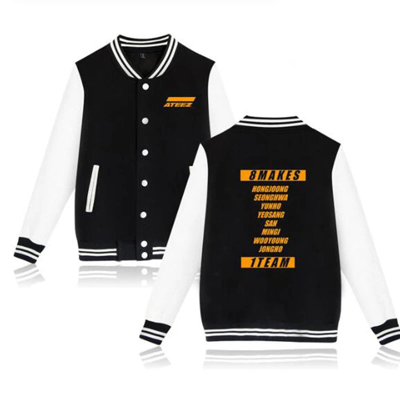 Мужская/Женская бейсбольная куртка KPOP ATEEZ модный дизайн розовая приталенная для