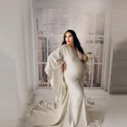 Элегантные свадебные туфли беременности и родам платья V образным вырезом одежда с длинным рукавом Русалка Форма размера плюс шифон индивидуальный заказ Oregnancy фотосессии