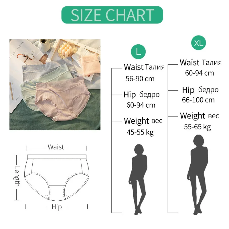

Cute Simple Seamless Panties Women Girls Briefs Soft Sweet Underwear Solid Color Mid-waist Comfortable Lingerie Size L-XL
