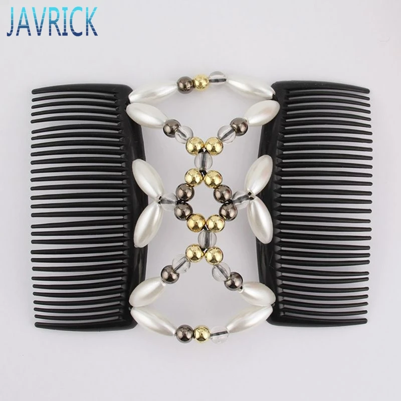 Женская эластичная заколка для волос двойная Волшебная расческа ручной работы с