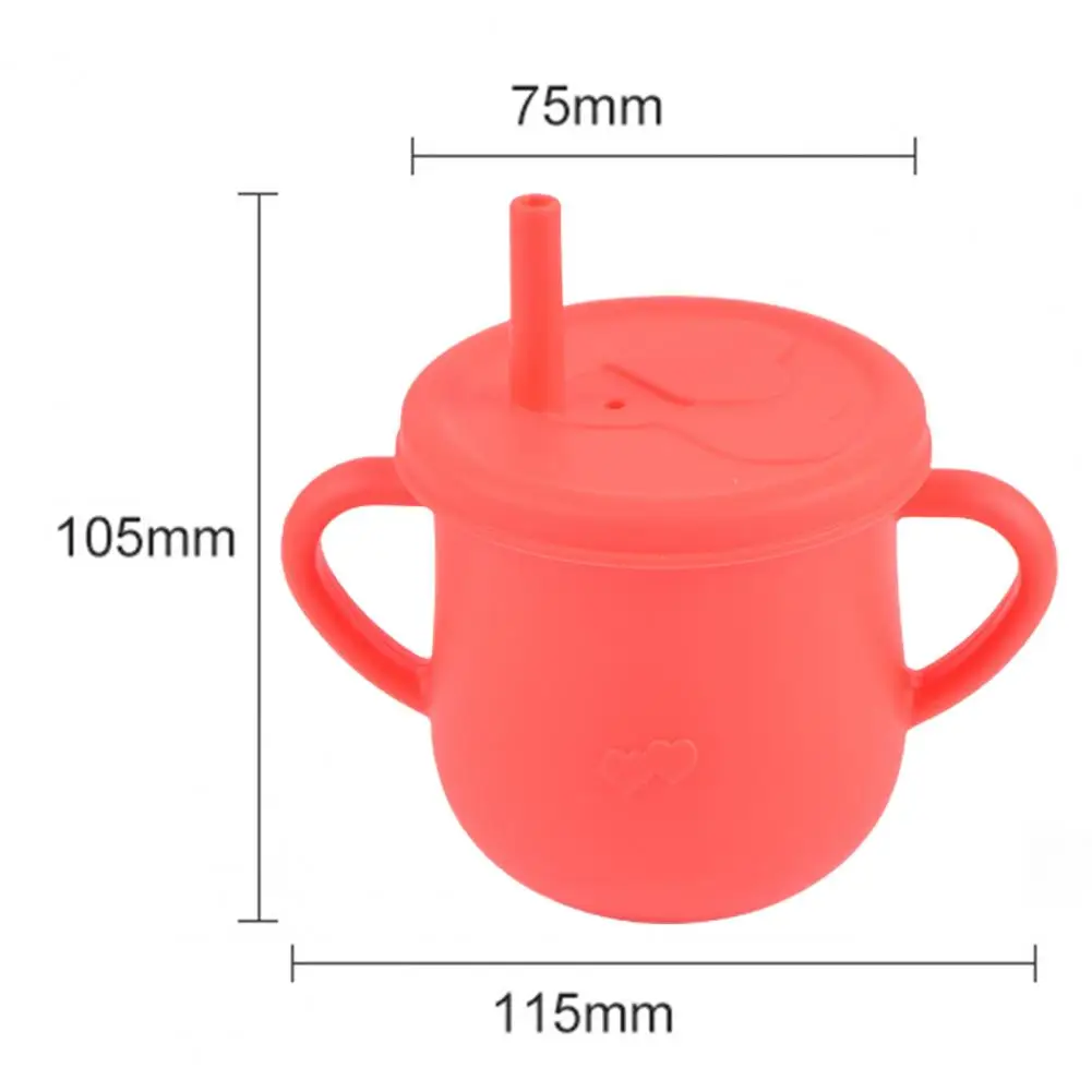 

1 Set 200ml Straw Mug Large Diameter Double Handle BPA Free Infant Sippy Water Cup Home Use Baby Feeding Bottle