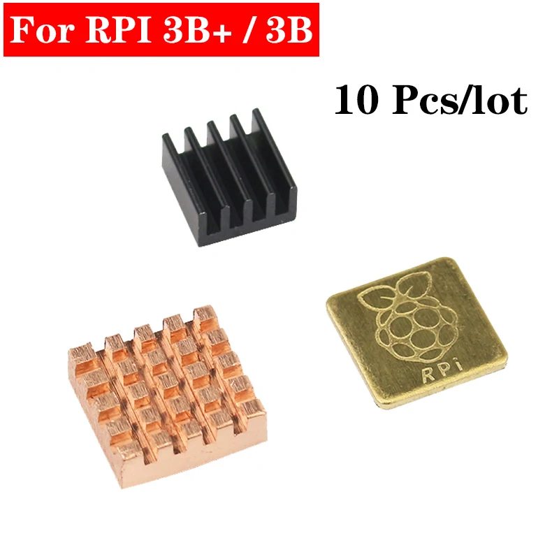 

10Pcs/lot Raspberry Pi 3 Heat Sink 3Pcs Cooper Aluminum Heatsink Radiator Cooling Kit for Raspberry Pi 3 Model B 3 B+ Pi 3B 2B