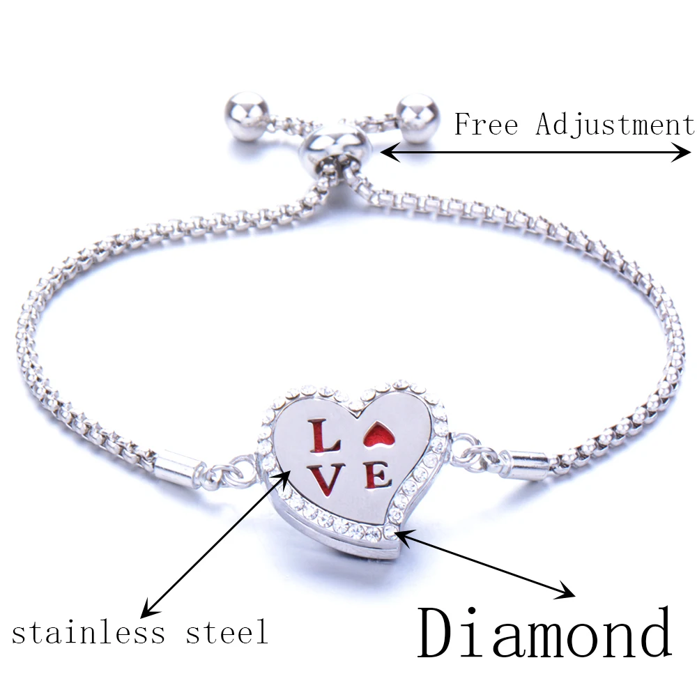 Браслет для ароматерапии диффузор медальон в форме сердца Регулируемый парфюм