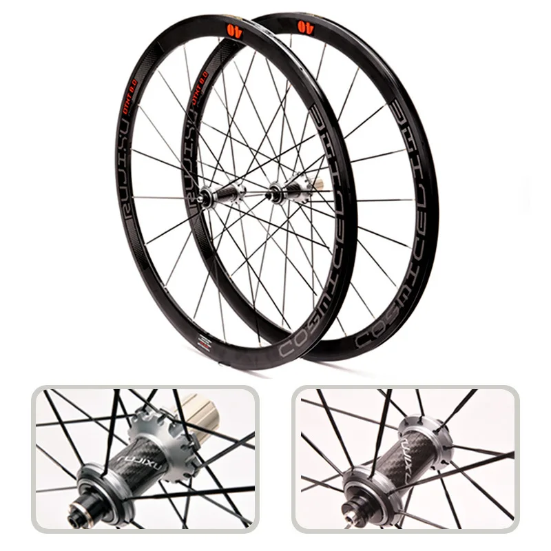 Billig 700C Super Licht Carbon Räder Cosmic Road Fahrrad Bike Rad V/C Alloy Bremse Laufradsatz 40mm Fahrrad Räder Felgen