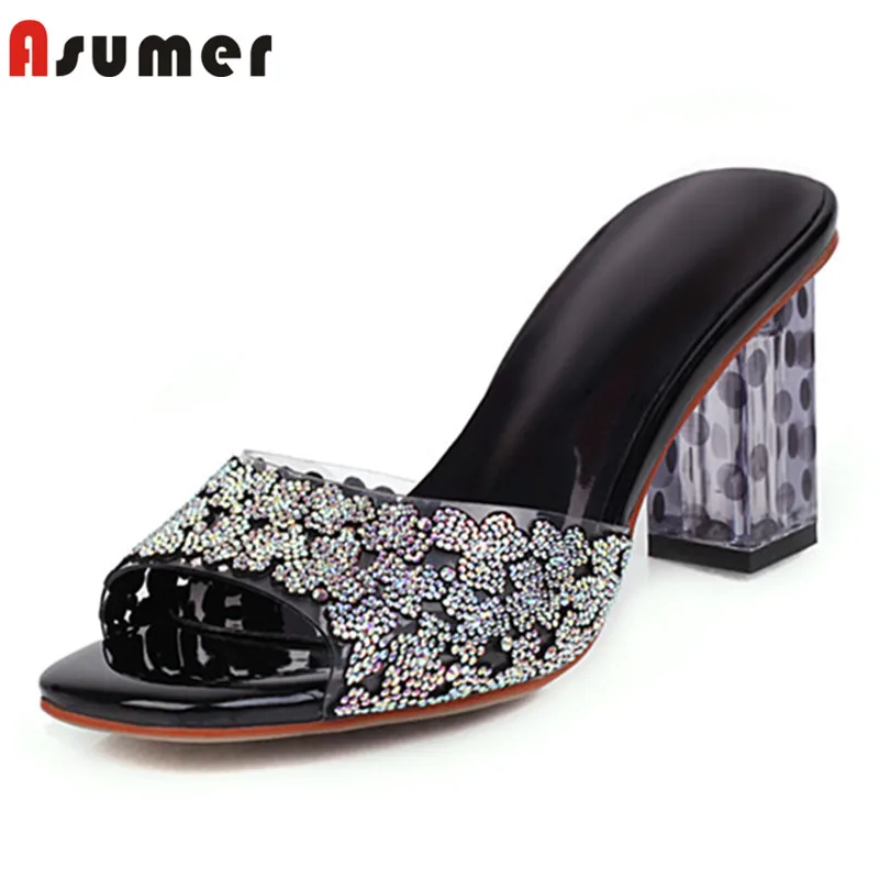 Женские босоножки с открытым носком ASUMER прозрачные сандалии на высоком каблуке