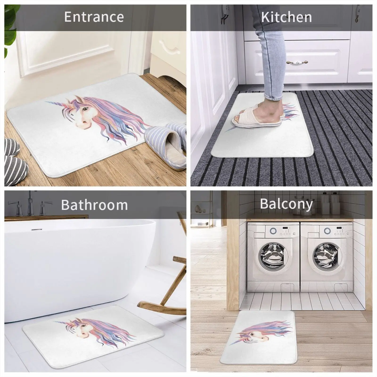 Beautiful Unicorn For Children Entrance Door Mat Bath Mat Rug Unicorn Sleep Children Gently Lovingly Dream Sweet Watercolor images - 6