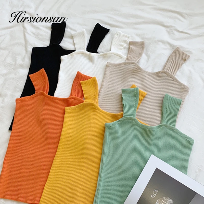 

Жилет Hirsionsan эластичный Женский, облегающая пикантная майка в Корейском стиле без рукавов, пляжная одежда для отдыха, весна 2020