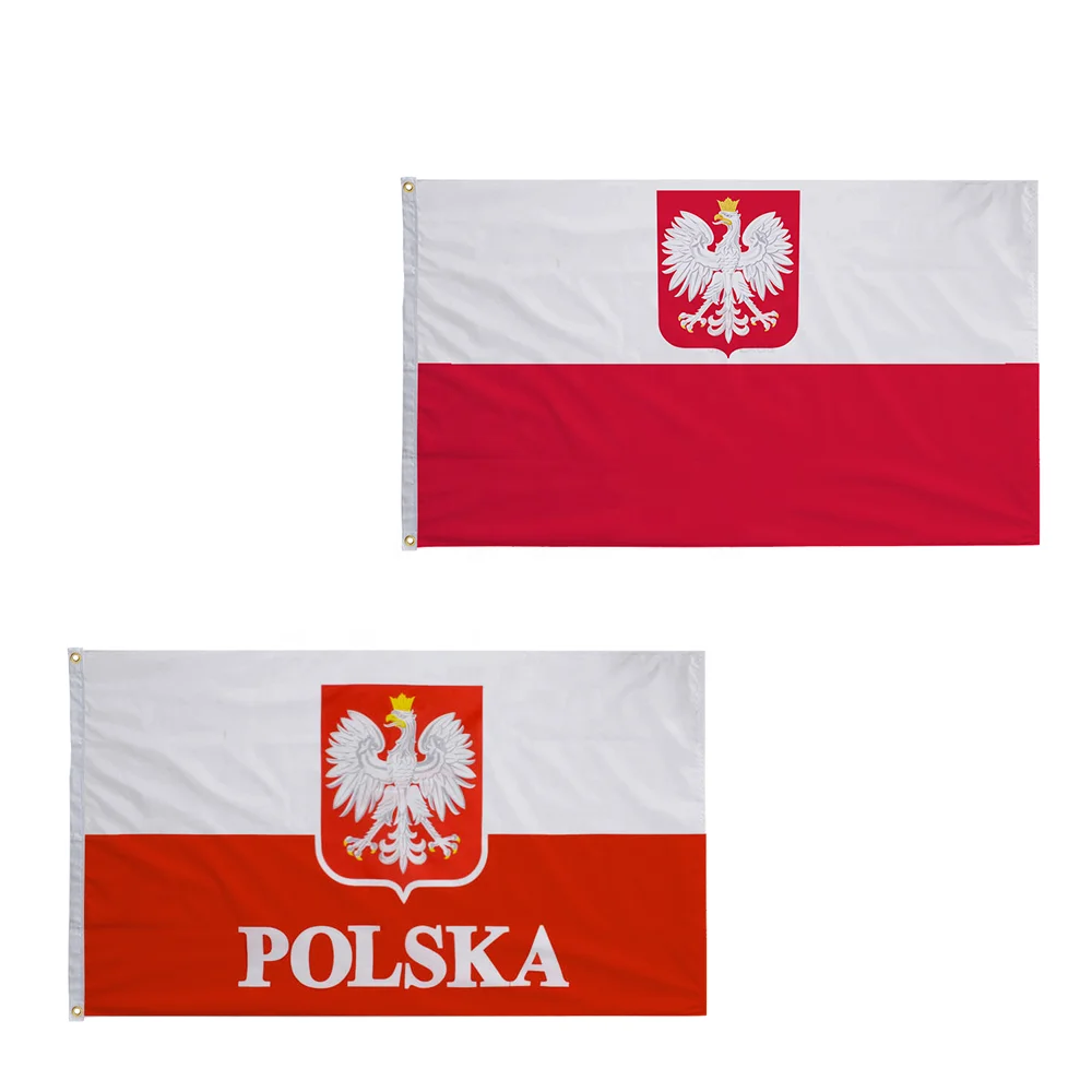 

POLSKA Eagle Poland National Flag 90X150cm Polyester Waterproof White Red Polish Coat Of Arms National Banner For Decoration