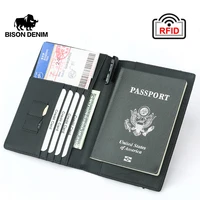 bison denim rdif blocking passport holder travel wallet slim id card case purse organizer wallets 15 5100 7cm qb041 tq312