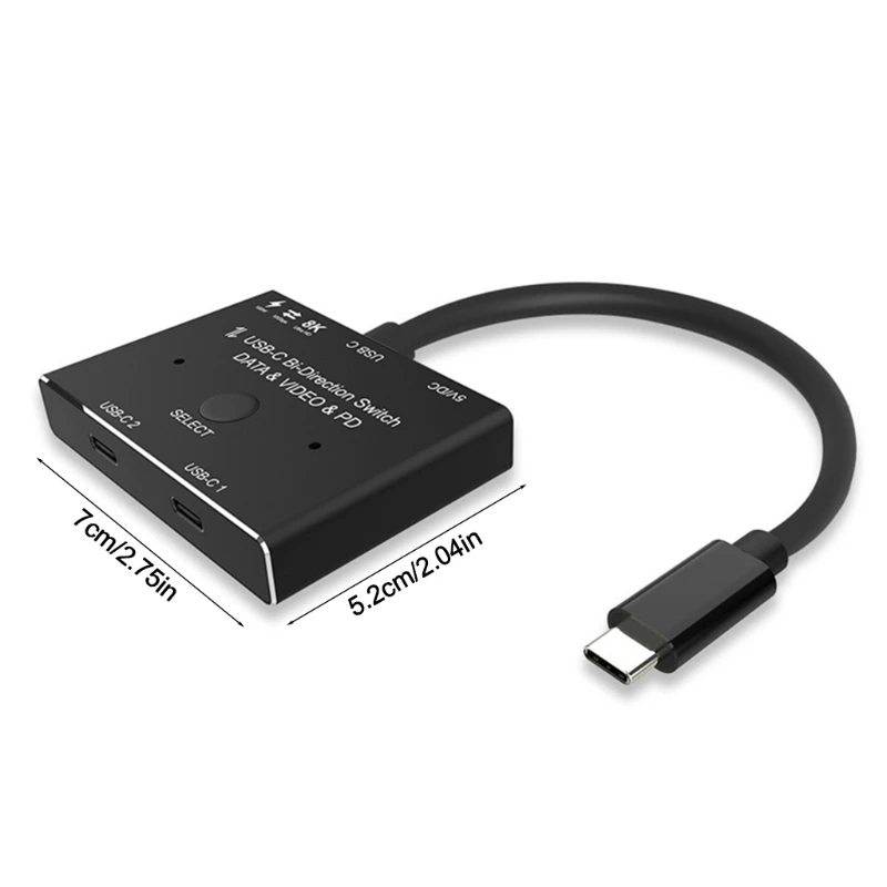 

H7JA Type C USb-C Two Way Switch 8k 60Hz 10Gbps Bi-Direction KVM Switch Split Converter for Multiple Source Displays