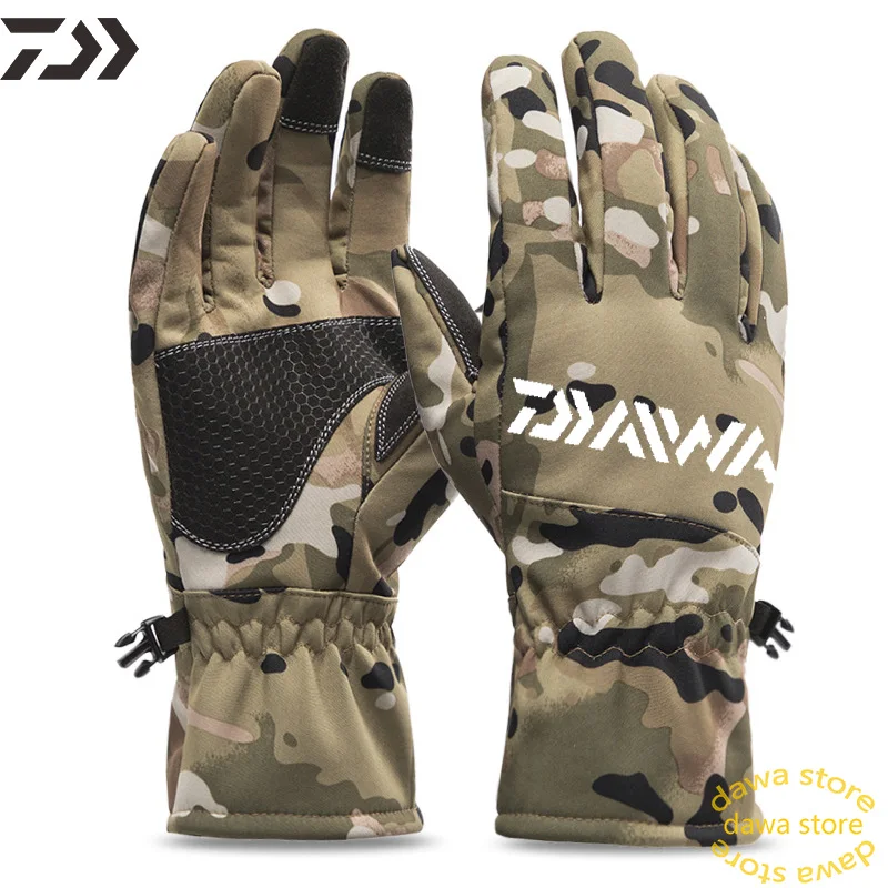 Толстые теплые зимние мужские перчатки с открытыми пальцами для рыбалки и игры в