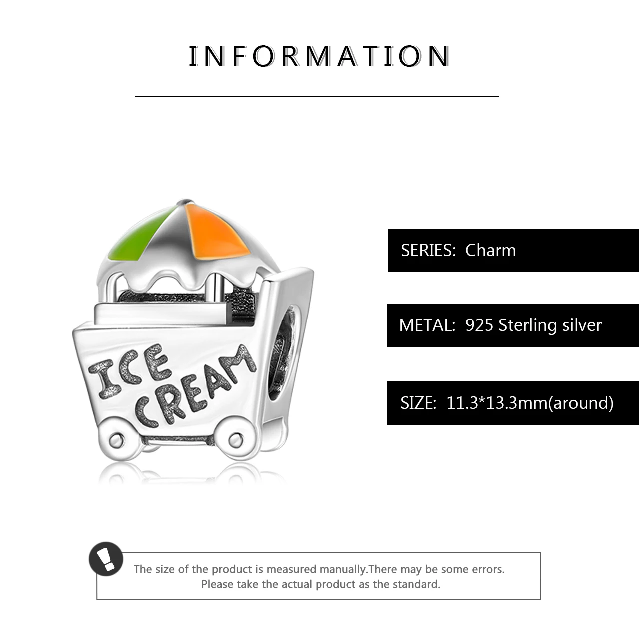 Fashion 925 Sterling Silver Ice cream dessert cart Fine Beads Accessories fit Original LYNACCS Charm Bracelet DIY Jewerly Making | Украшения