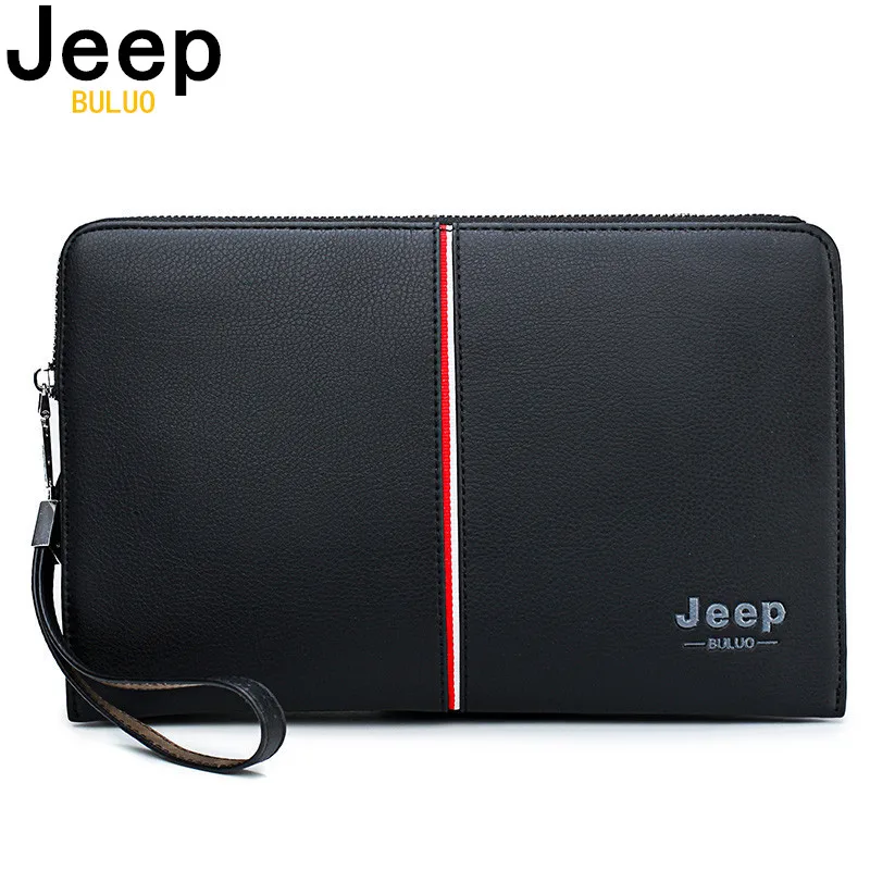 

JEEP BULUO Brand Luxury Men's Handbag Clutches Bags For Phone High Quality Spilt Leather Wallet Large Capacity Male bag