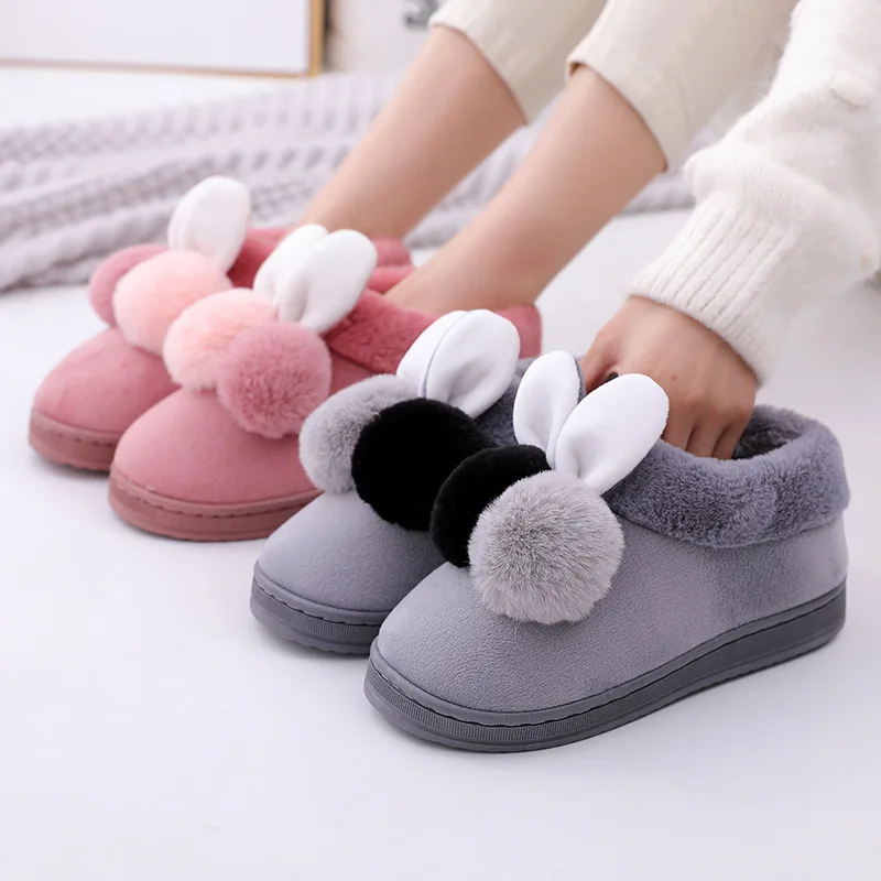 Warm Women Home Shoes Winter Women Cotton Slippers Plush Flat Floor Women Footwear Household Fur Slippers Women Indoor Floor
