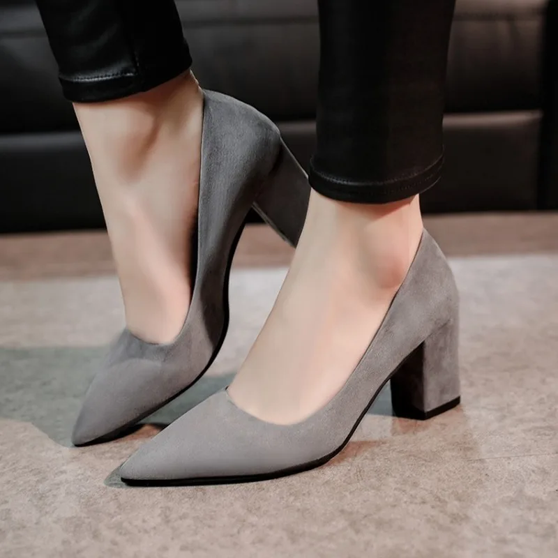 Sandalias Femeninas High Heels Autumn Flock Pointed Sandals Sexy Female Summer Shoes Mujer S032 | Обувь