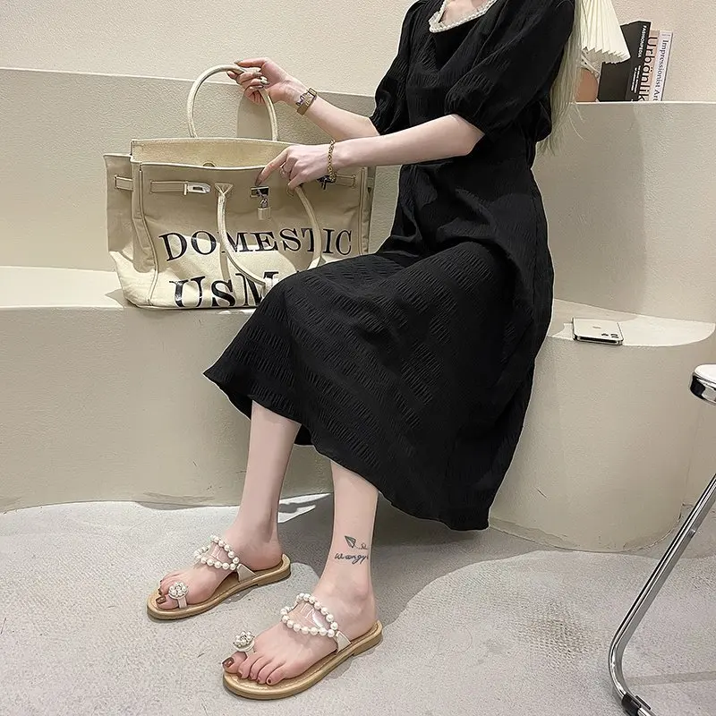 

Flat Shoes Female Slippers Casual String Bead Rubber Flip Flops Slides Slipers Women Flower Luxury Hawaiian 2021 Soft Beach PU