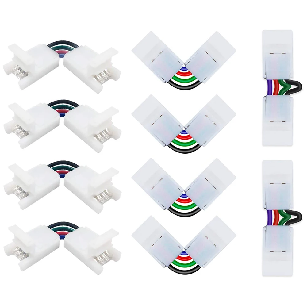 

10pcs/pack Adapter Easy Install L Shape Connector RGB LED Strip Light Fastener 4 Pin 10mm Right Angle Professional Solderless