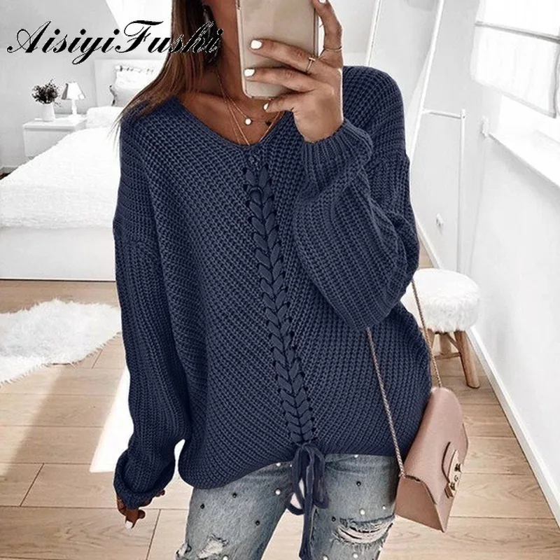 Свитер женский в рубчик с косами длинным рукавом летучая мышь свободный плотный