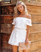 women summer midi dress embroidered lace off shoulder dress white short dress elegant slim fit sundress wedding club vestidos