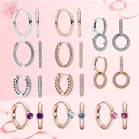 rose gold silver 925 hoop earrings fine jewelry for women droplets hearts solitaire huggie crystals zircon stones 2021 trend