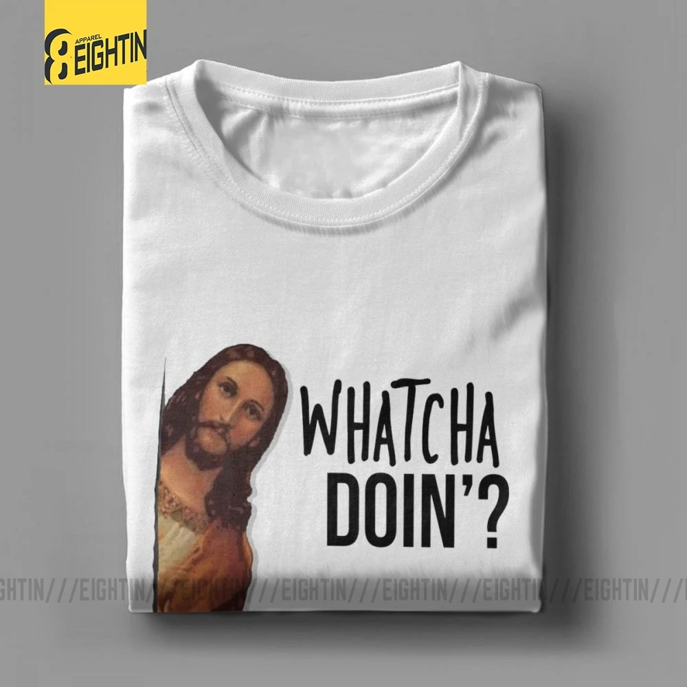 Футболки с надписью «Jesus Is Watching Meme», уникальные мужские футболки из хлопка, футболка с круглым вырезом и коротким рукавом, большие размеры, Новинка