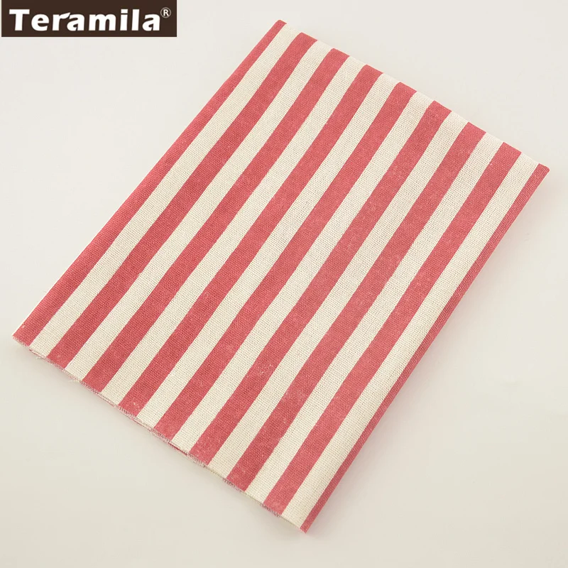 Teramila Home Textile Red Strips Designs Cotton Linen Fabric for Sewing Material Tissu Pillow Bag Cushion Tablecloth Handicrafts | Дом и сад