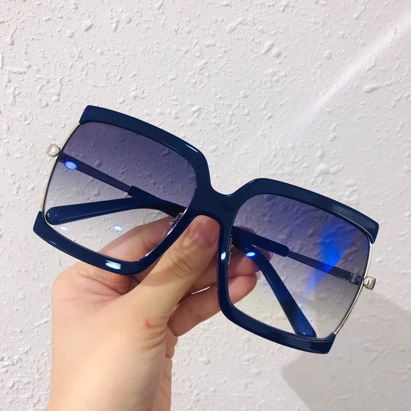 Oversize Square Sunglasses WomenNew Brand Luxury High Quality Half Frame Sun Glasses Big Female Shades UV 400 With Box