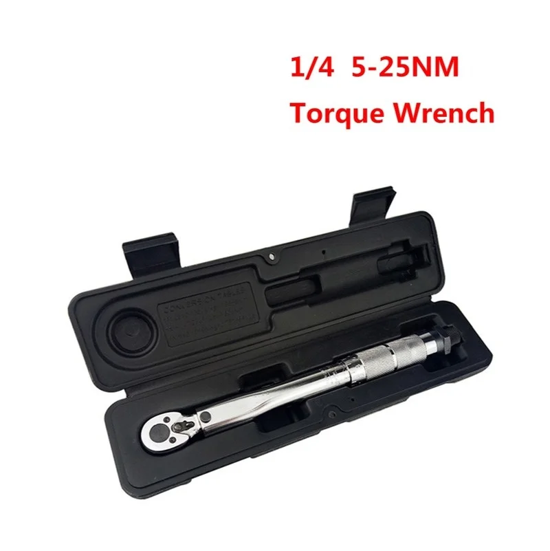 

Torque Wrench 1/4 Adjustable Square Drive 5-25NM Two-way Precise Ratchet Wrench Spanner Hand Tool For Car Bicycle Motorbike Use