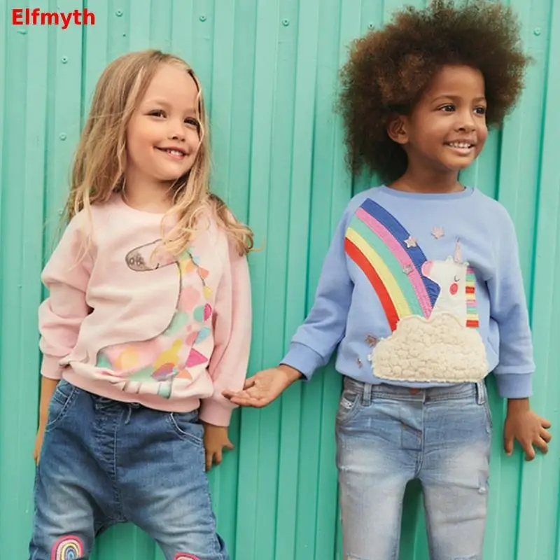 2019 топы для девочек с единорогом толстовка Rainbown футболка детская осенняя Roupa
