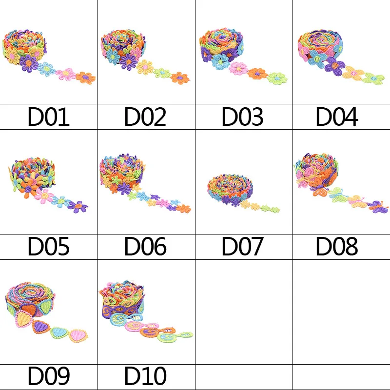 3 ярда цветная вышитая ромашка с сердечками кружевная лента сделай сам ручная