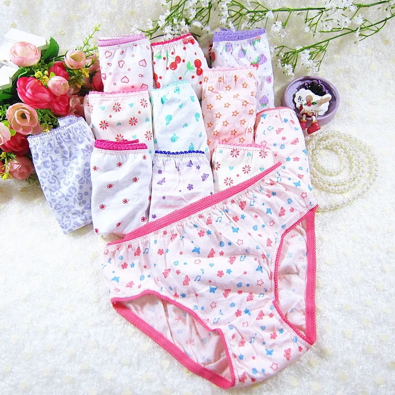 

One Piece In Random Colors, Children's Cotton Girls' Floral Briefs