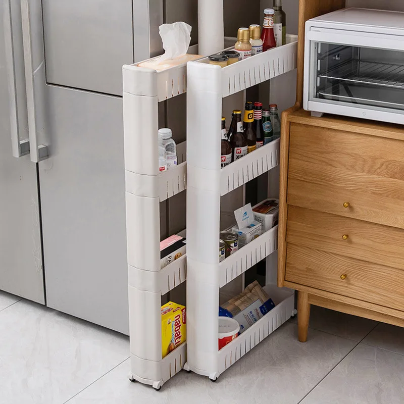 3 Tier Slim Storage Cart Kitchen Rack with Wheels For Fridge Gap Movable Bathroom Organizer Shelf Holder | Дом и сад