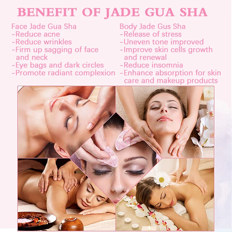 Розовый кварц нефритовый ролик для лица 3 в 1 Gua Sha набор, настоящий кварц против старения лица глаз шеи камень массажный ролик