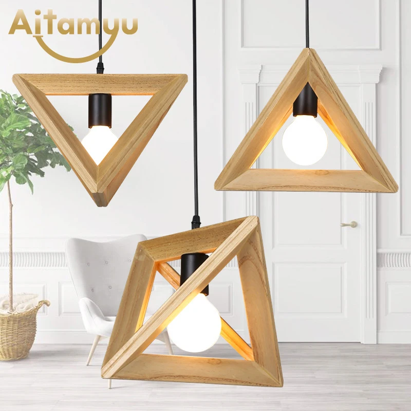 Скандинавская Подвесная лампа деревянный светодиодный светильник цветной