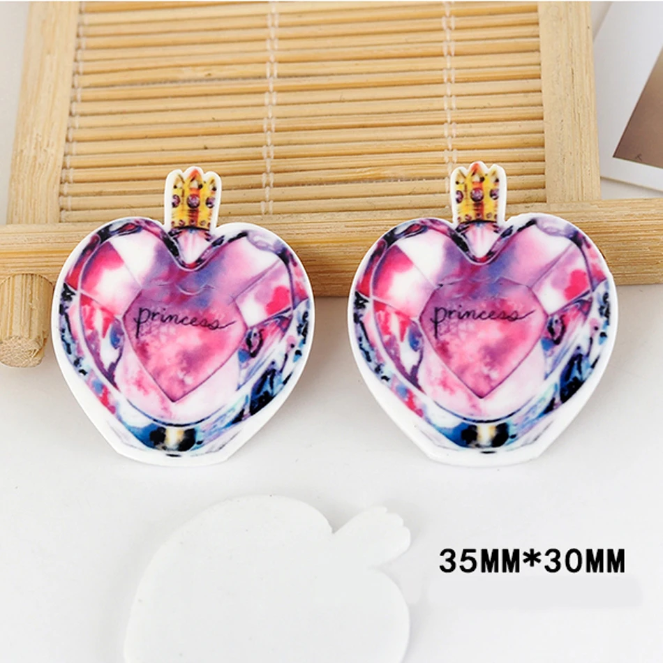 50 шт./лот 35*30 мм Мультипликация форма сердца флакон духов Смола Flatback Kawaii плоское